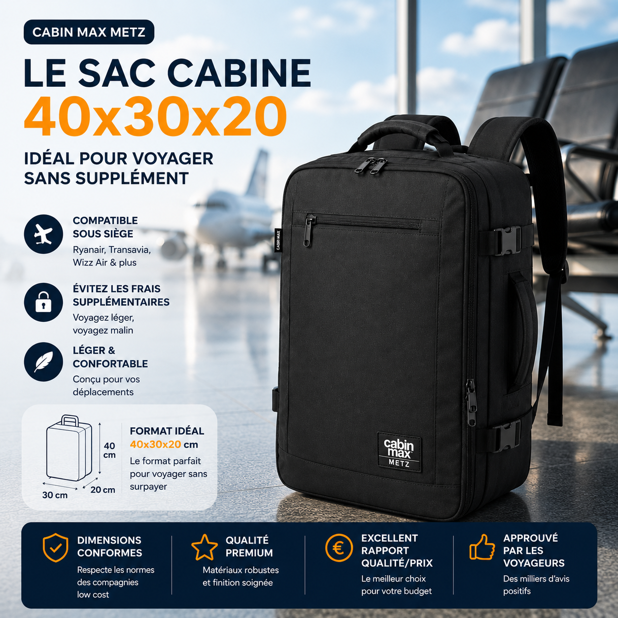 Cabin Max Metz meilleur sac cabine avion