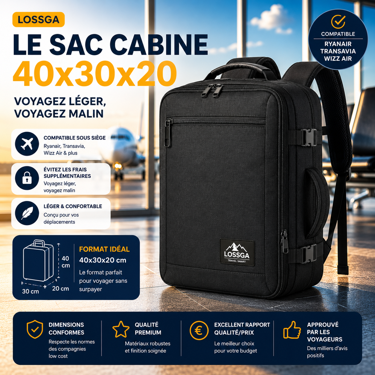 Lossga meilleur sac cabine avion