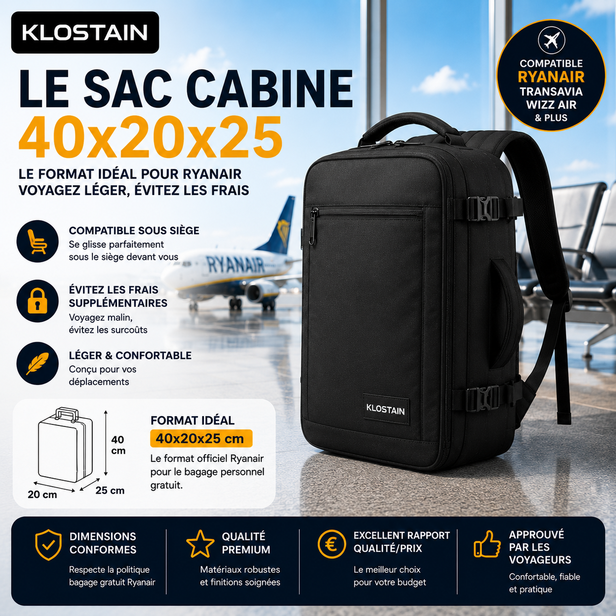 Klostain cabine 40x20x25