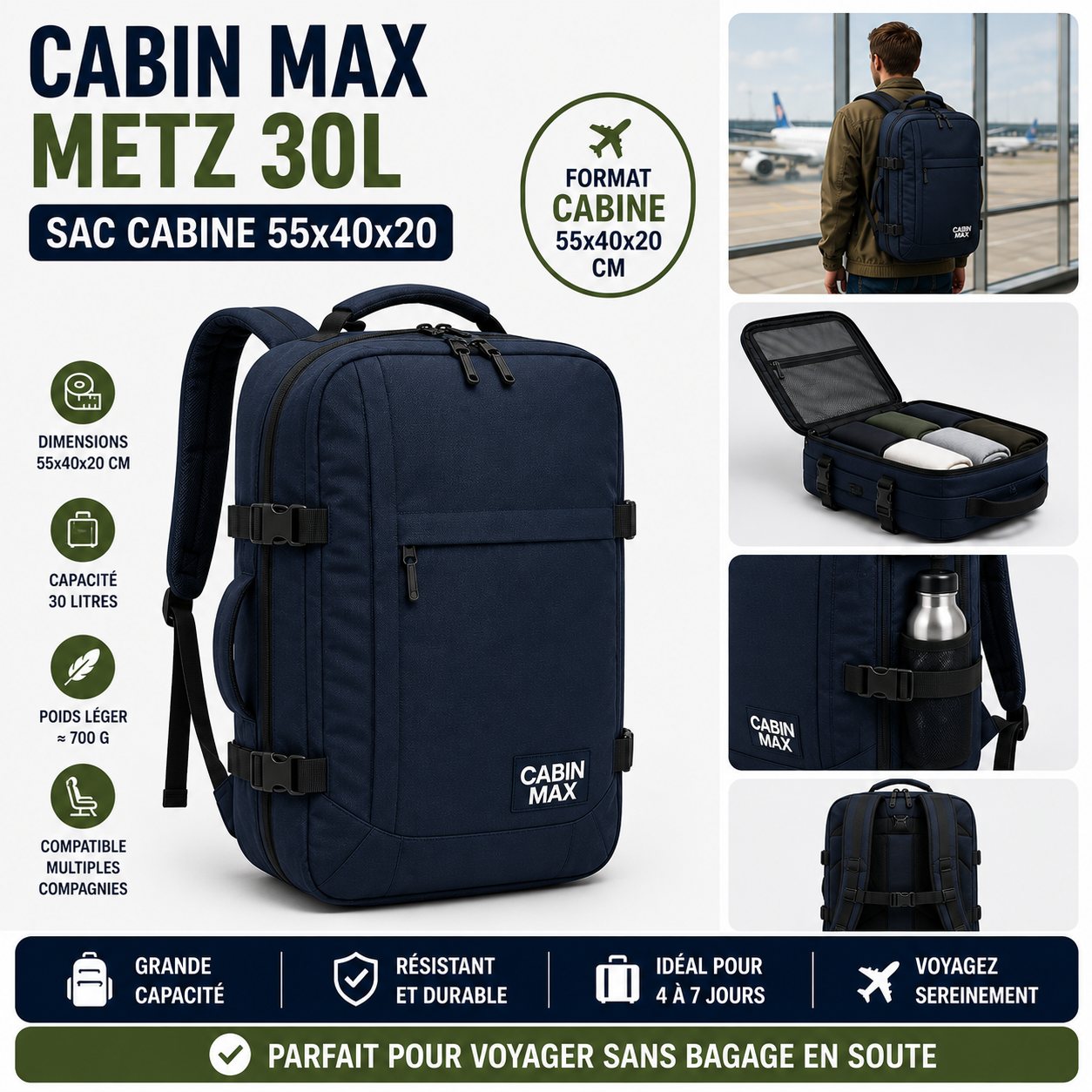 Cabin Max Metz 30L sac cabine léger