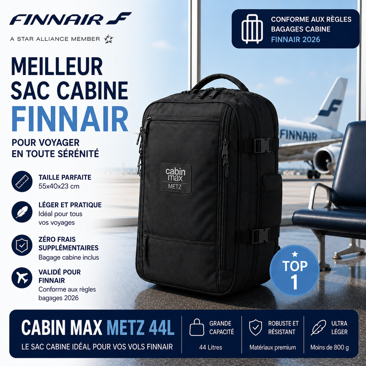 Cabin Max Metz sac cabine compatible Finnair