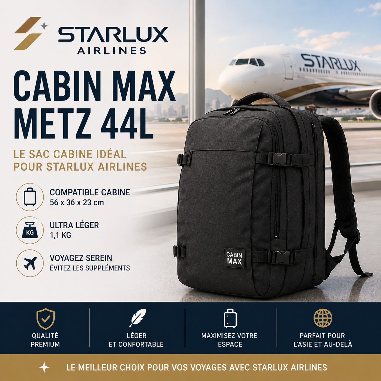 Cabin Max Metz 44L sac cabine STARLUX Airlines