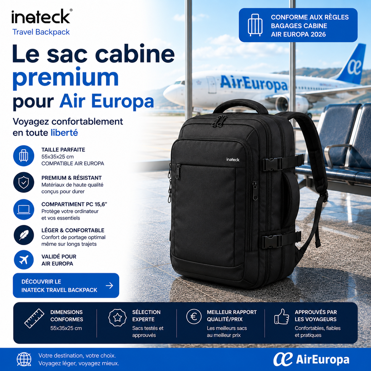 Inateck Travel Backpack Air Europa