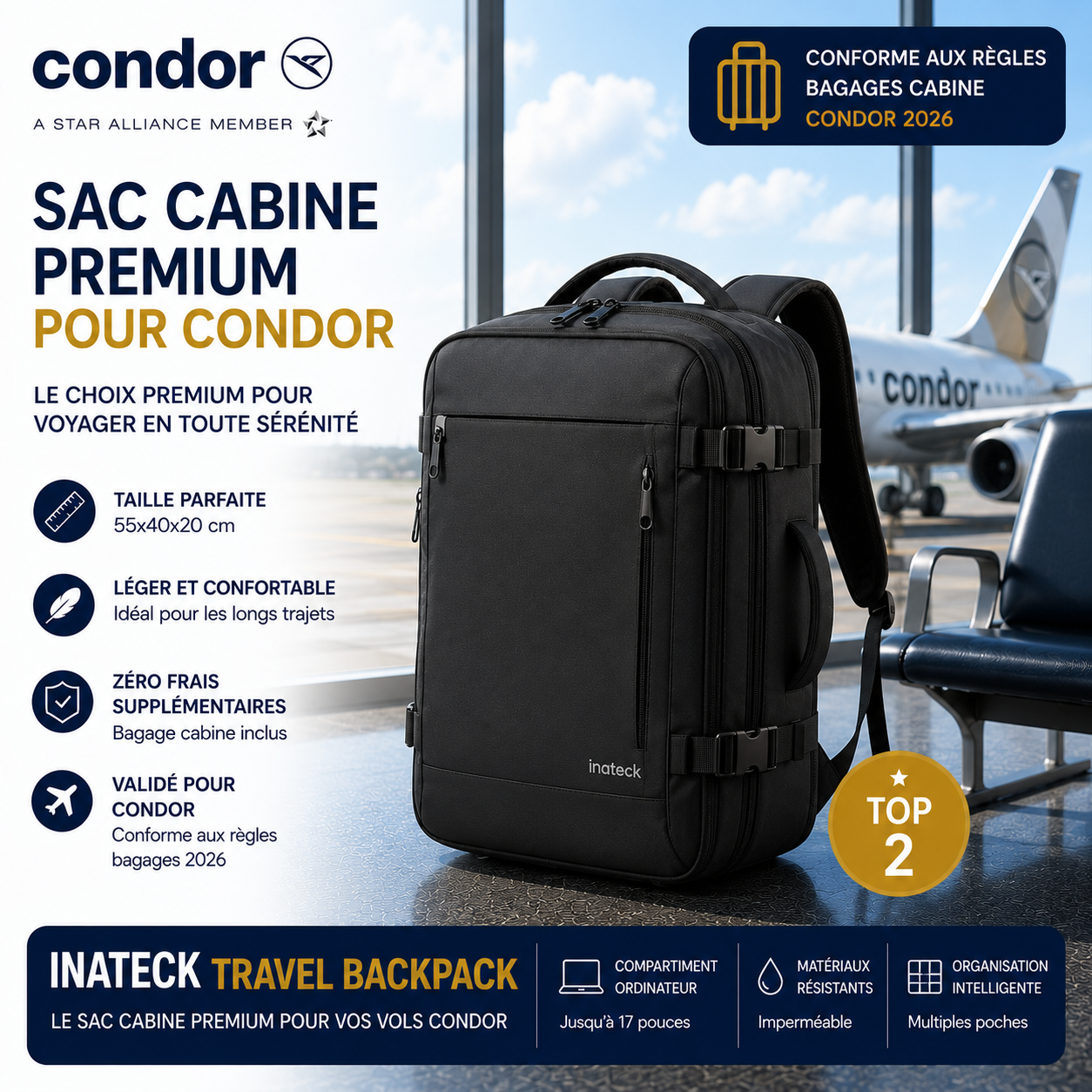 Inateck Travel Backpack compatible Condor