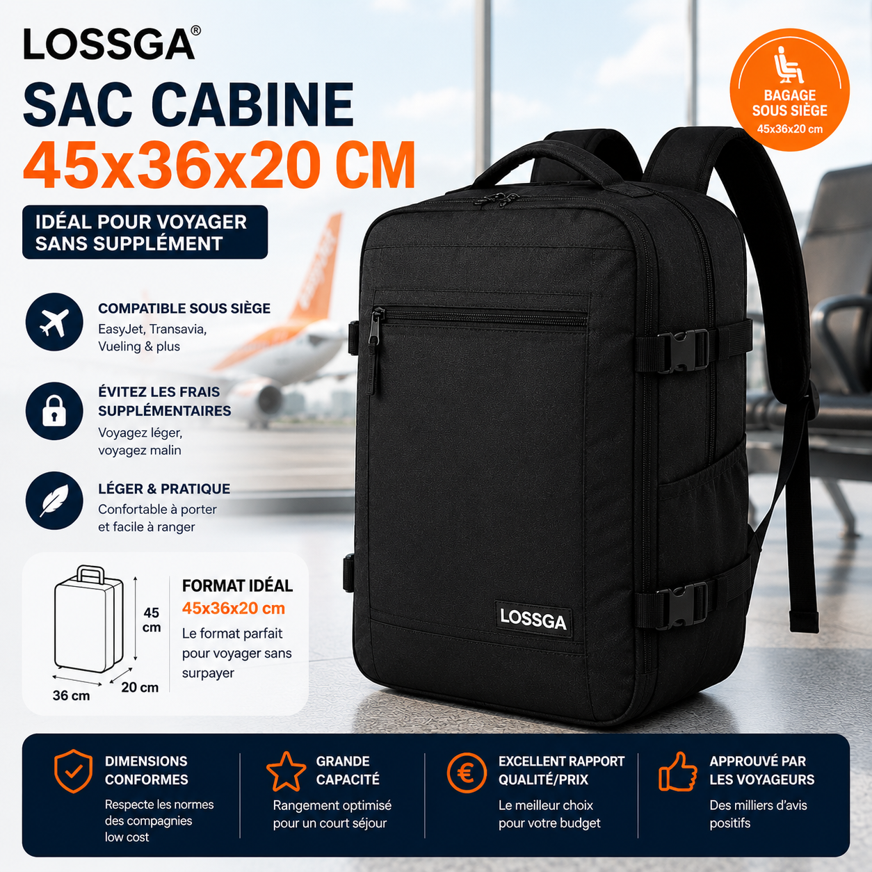 Lossga 45x36x20 compatible EasyJet