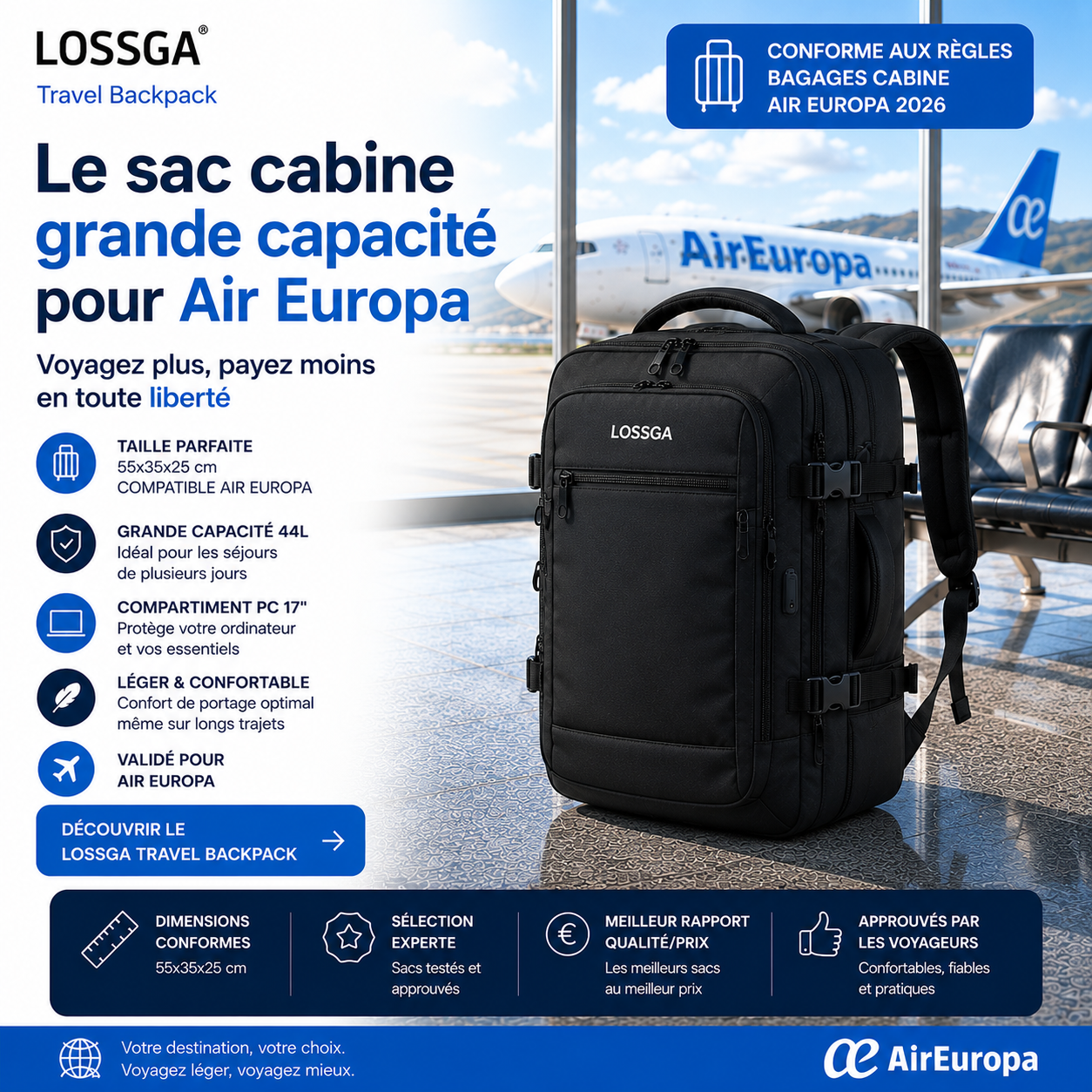 Lossga Travel Backpack Air Europa