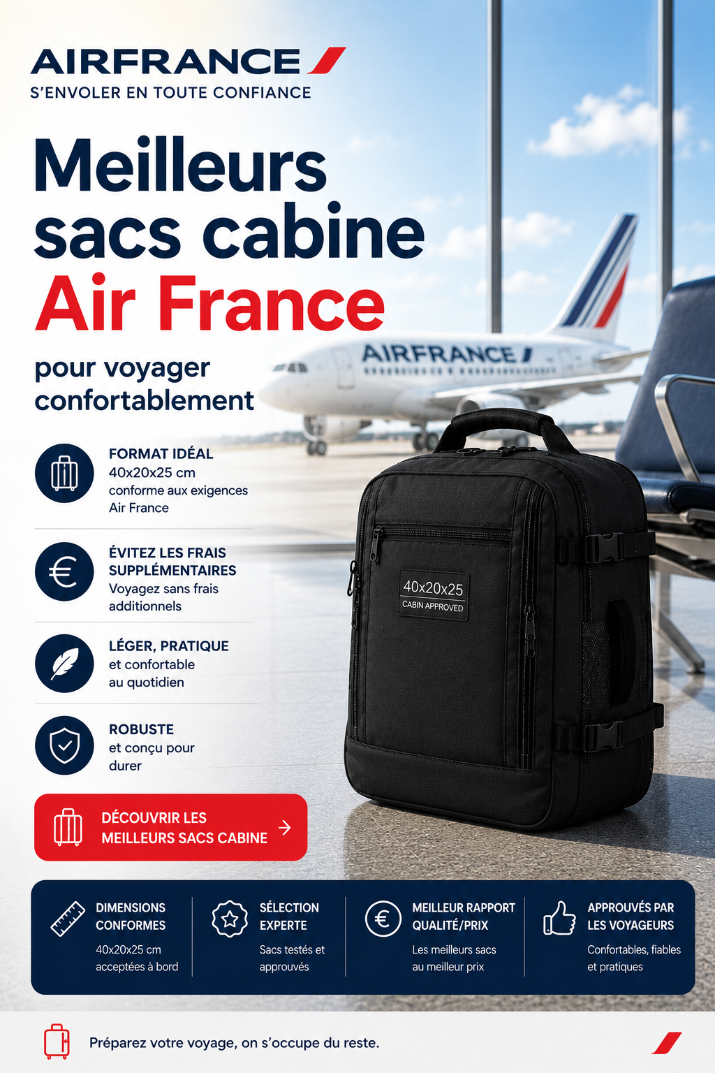 Sac cabine Air France compatible cabine avion