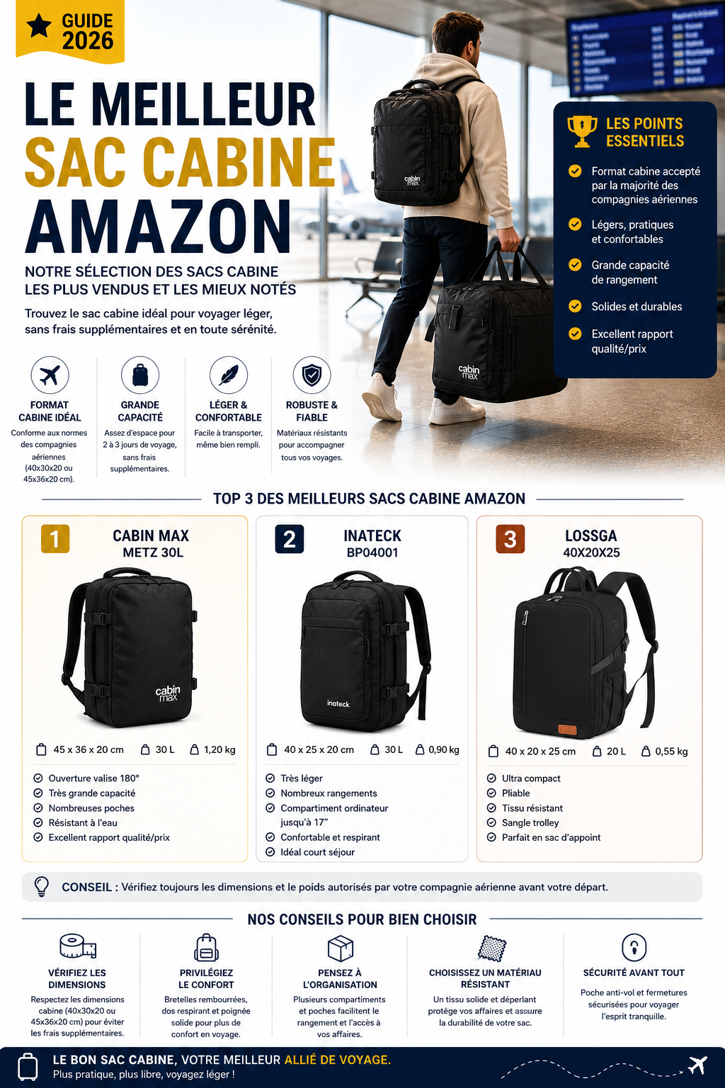 Meilleur sac cabine Amazon