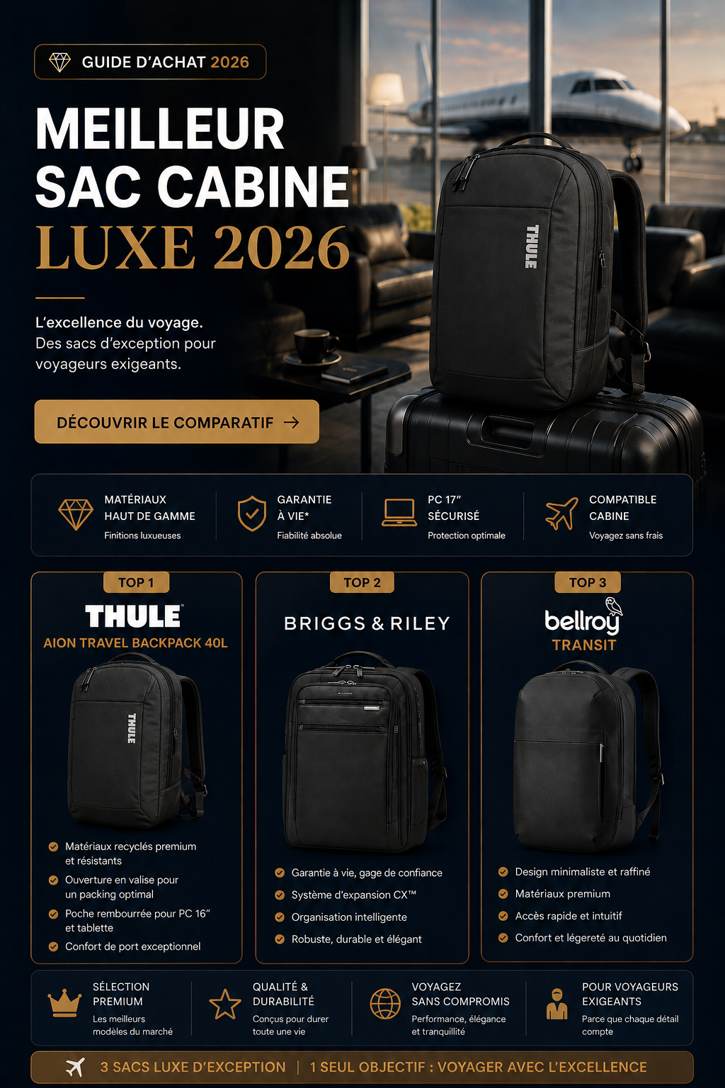 Sac cabine luxe voyage premium avion business class