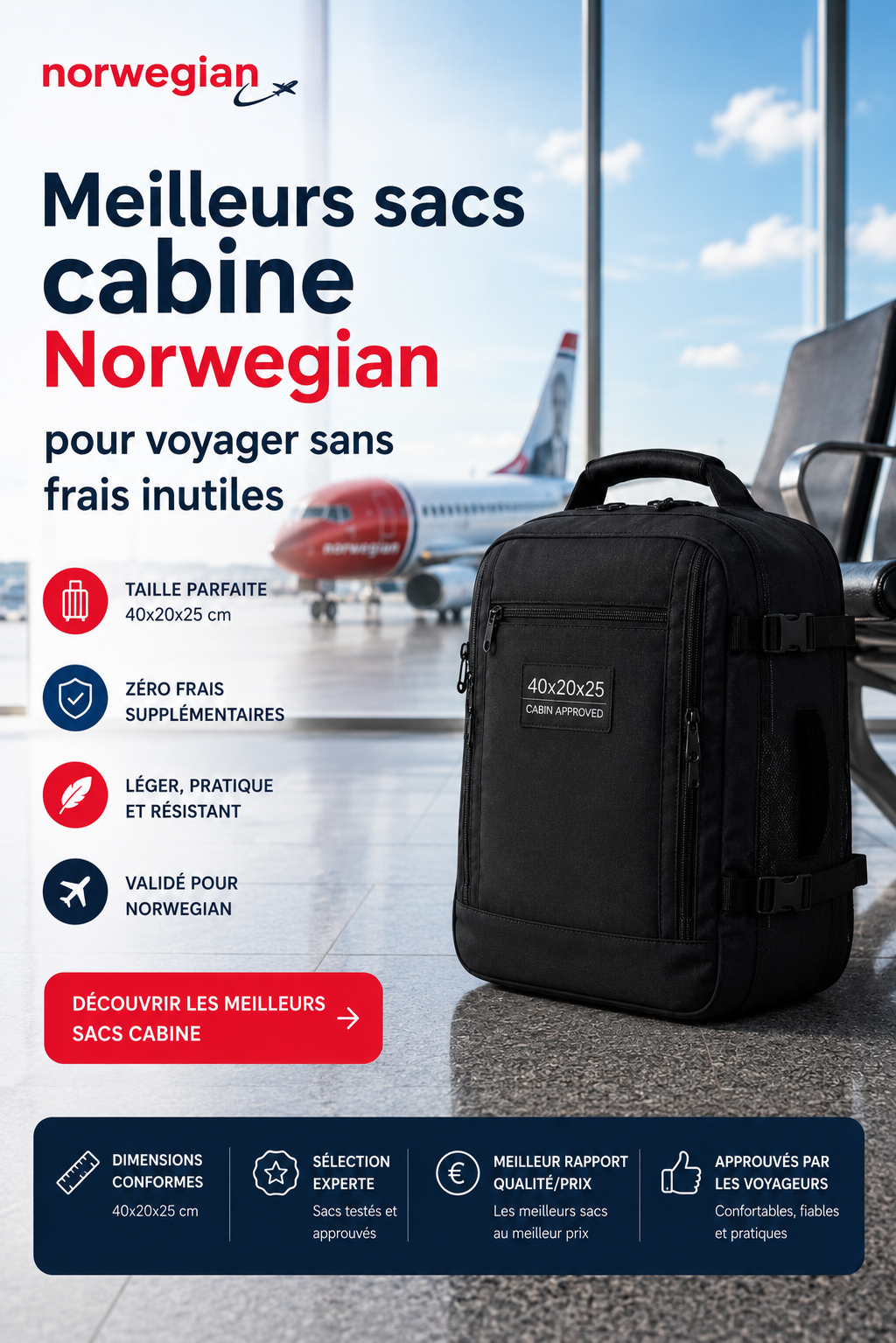 Sac cabine Norwegian Air 2026 compatible bagage cabine