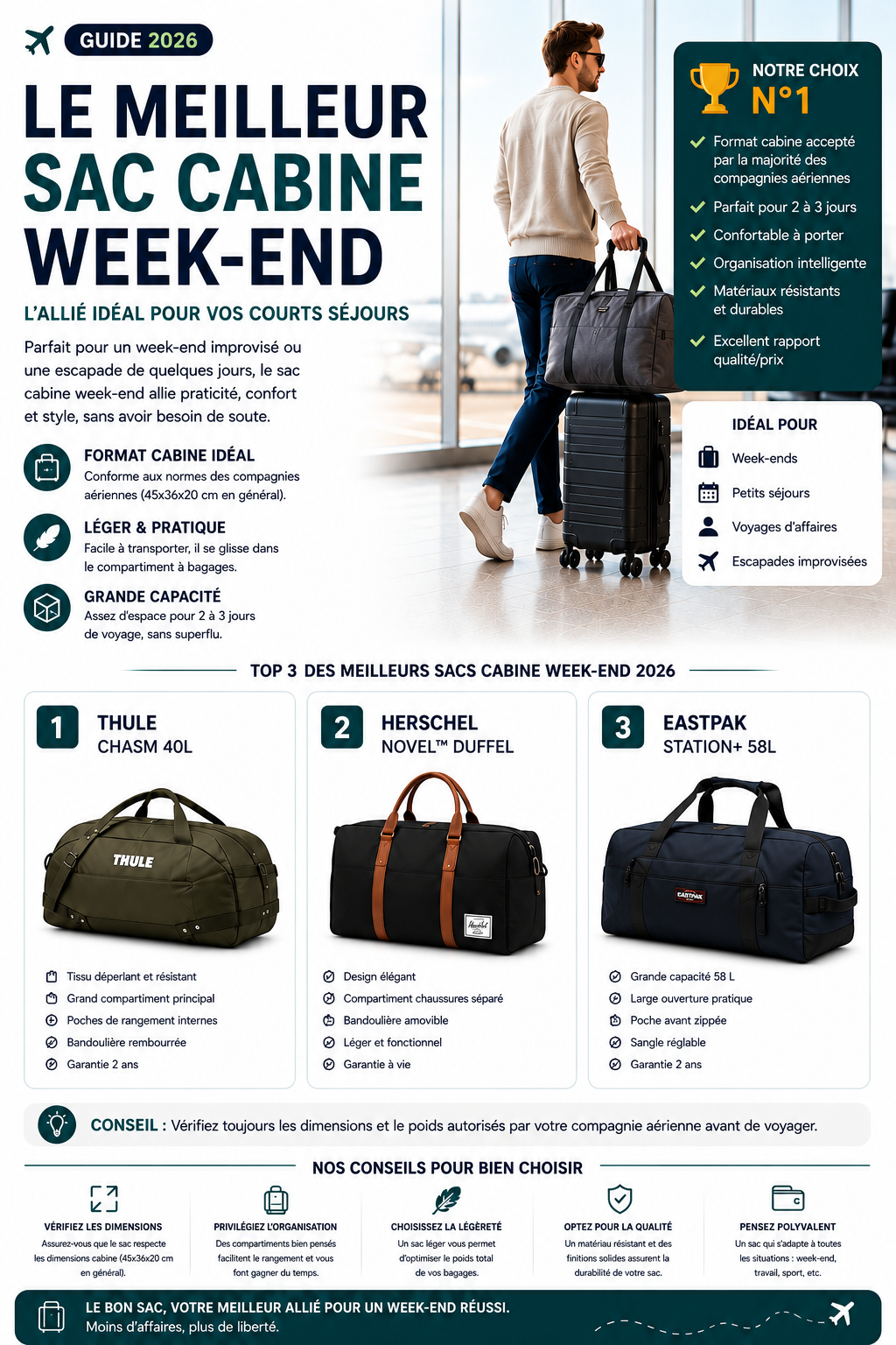 Sac cabine week-end compatible avion