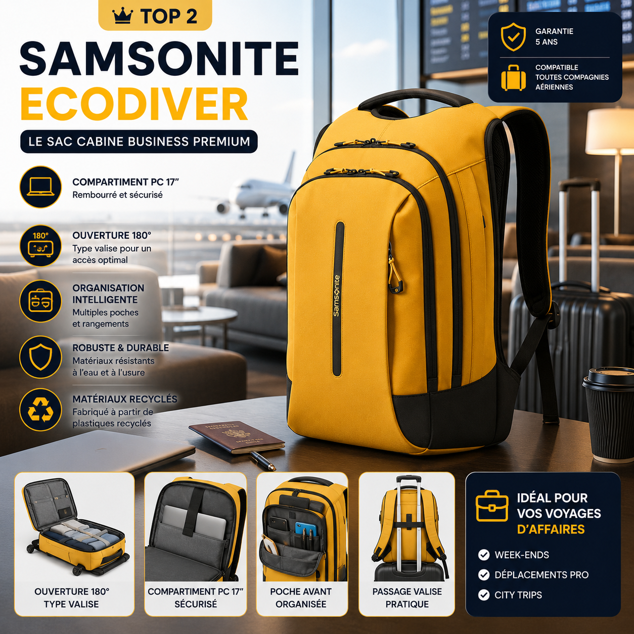 Samsonite ecodiver sac cabine business voyage avion