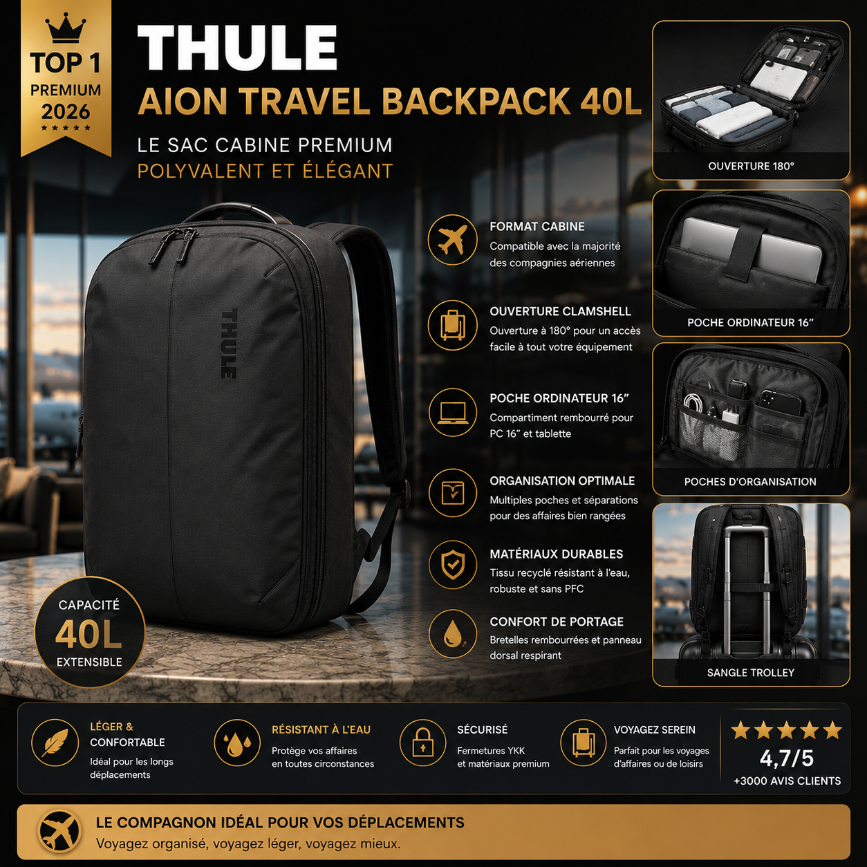 Aer Travel Pack 3
sac cabine luxe voyage avion