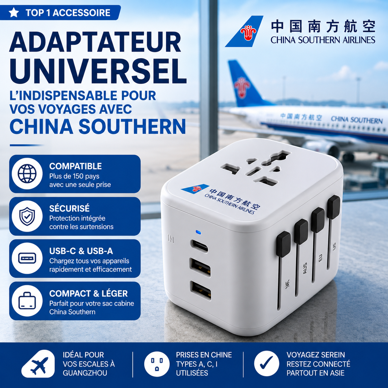 Adaptateur universel China Southern
