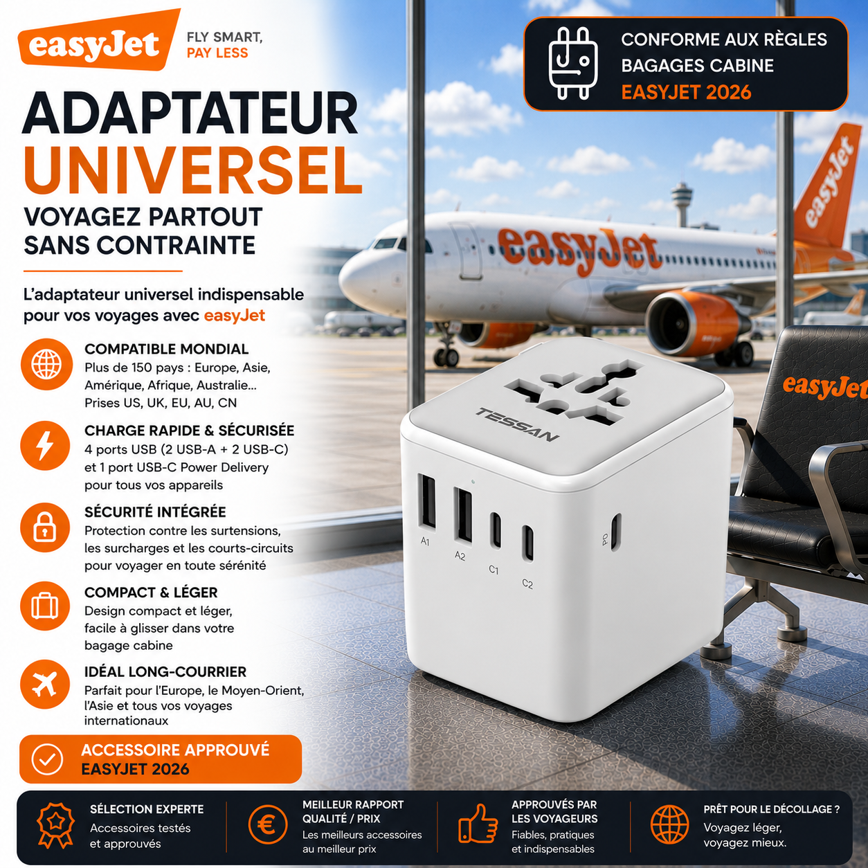 Adaptateur universel voyage EasyJet