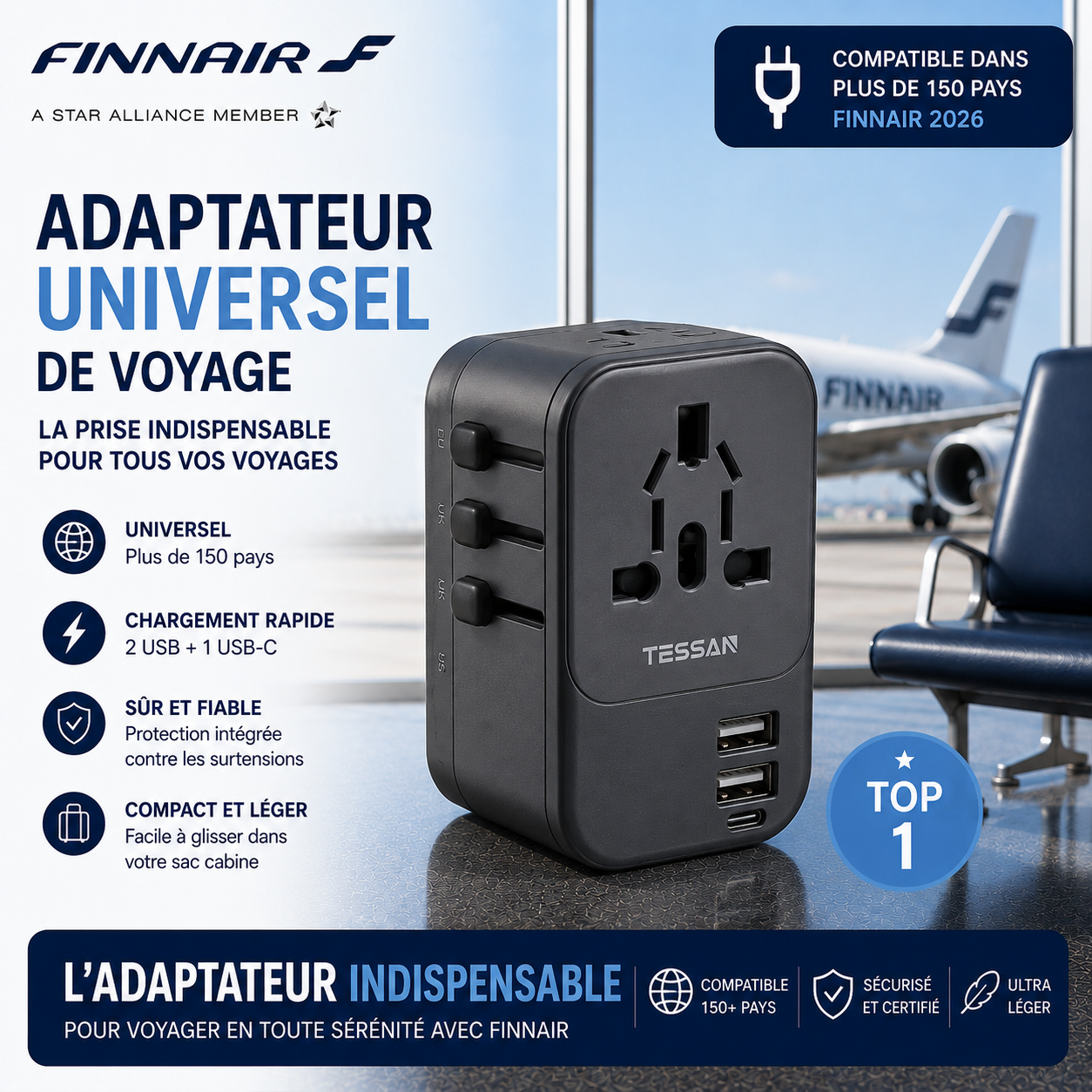 Adaptateur universel Finnair