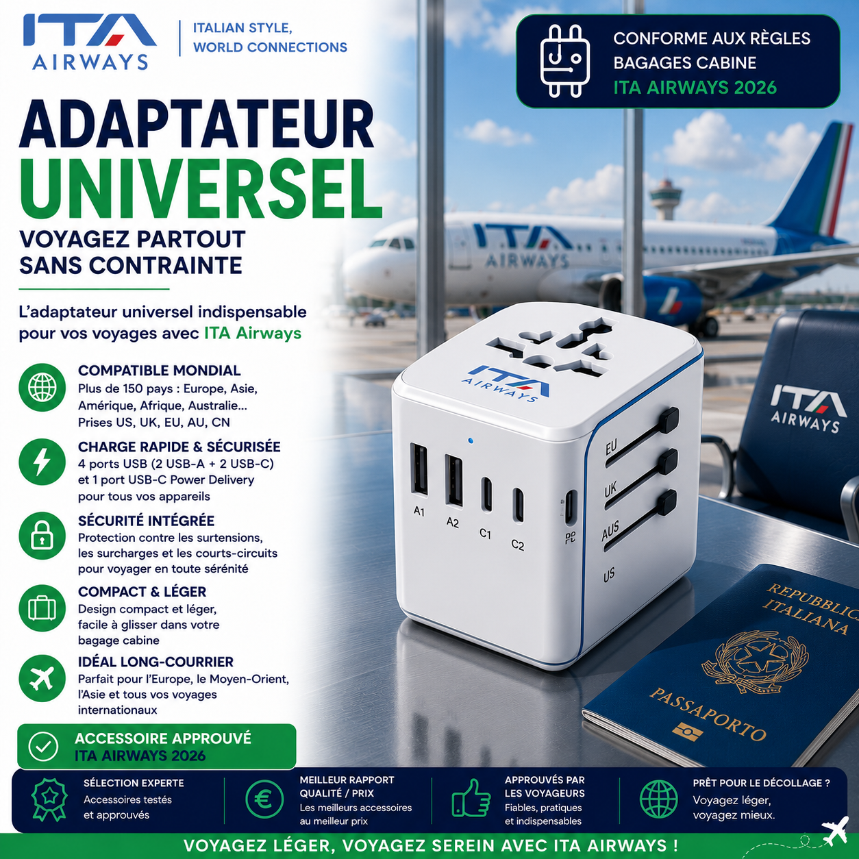 Adaptateur universel ITA Airways