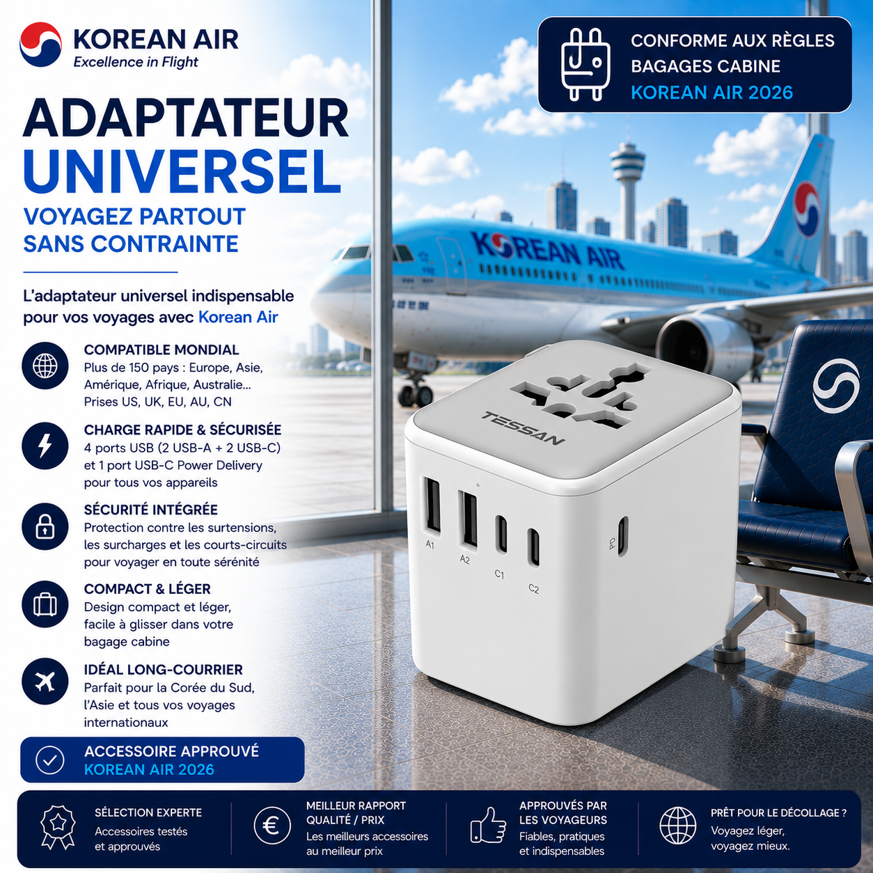 Adaptateur universel Korean Air