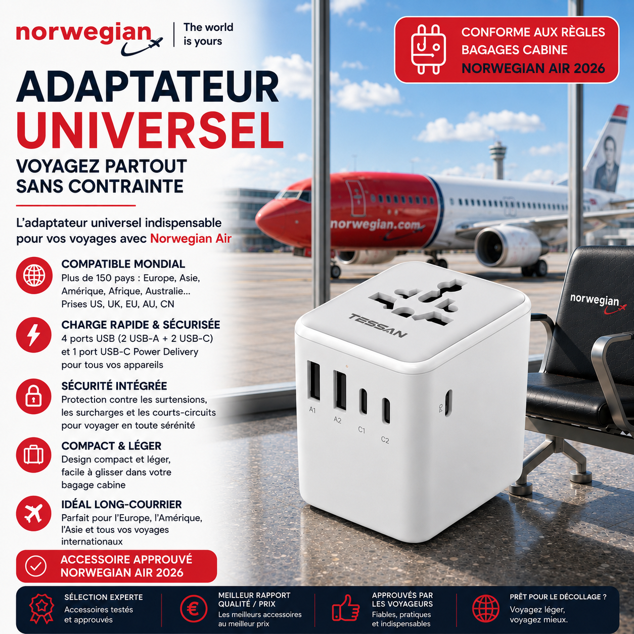 Adaptateur universel Norwegian Air