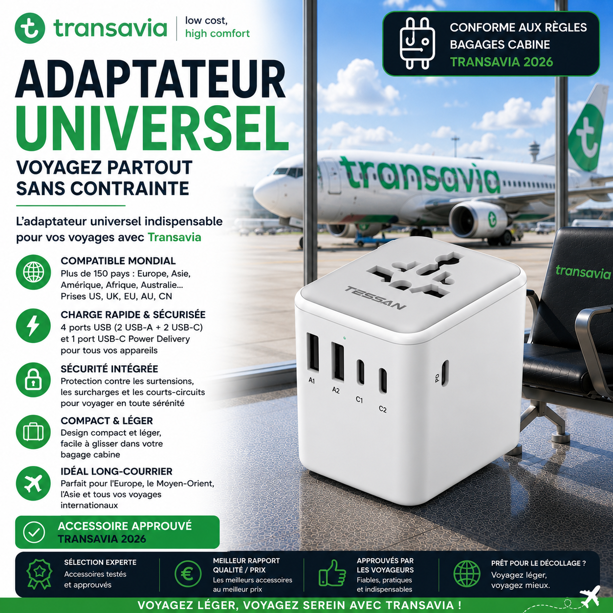 Adaptateur universel voyage Transavia