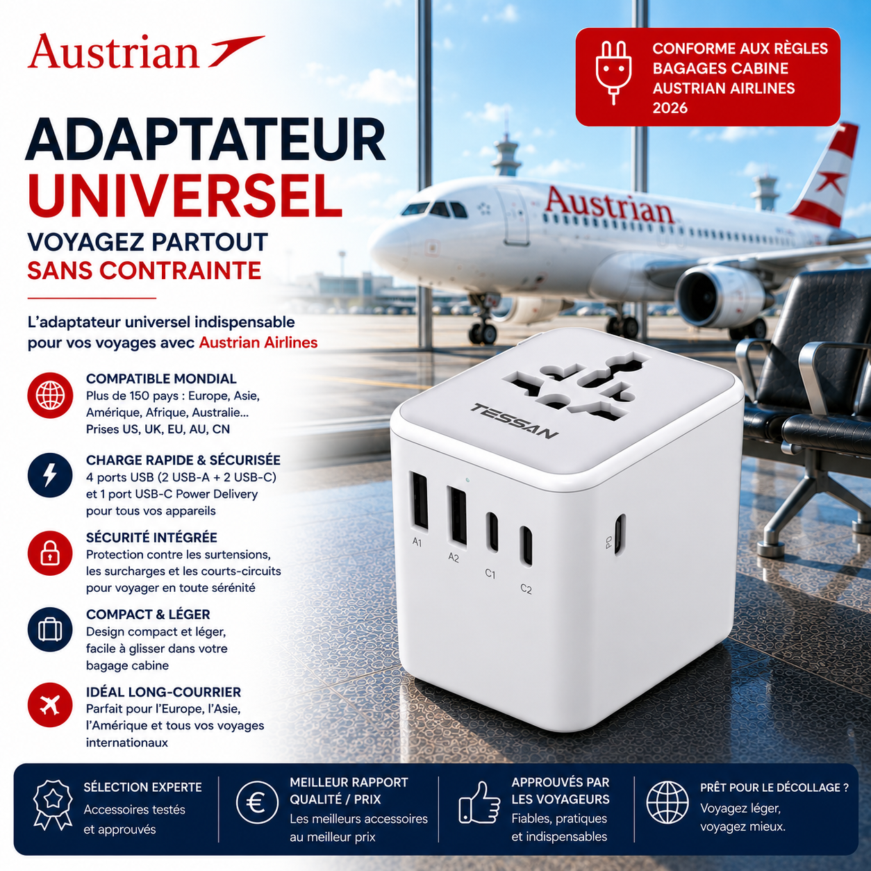 Adaptateur universel Austrian Airlines