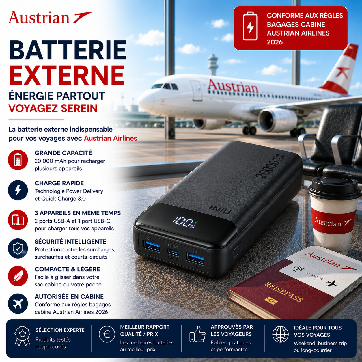 Batterie externe Austrian Airlines