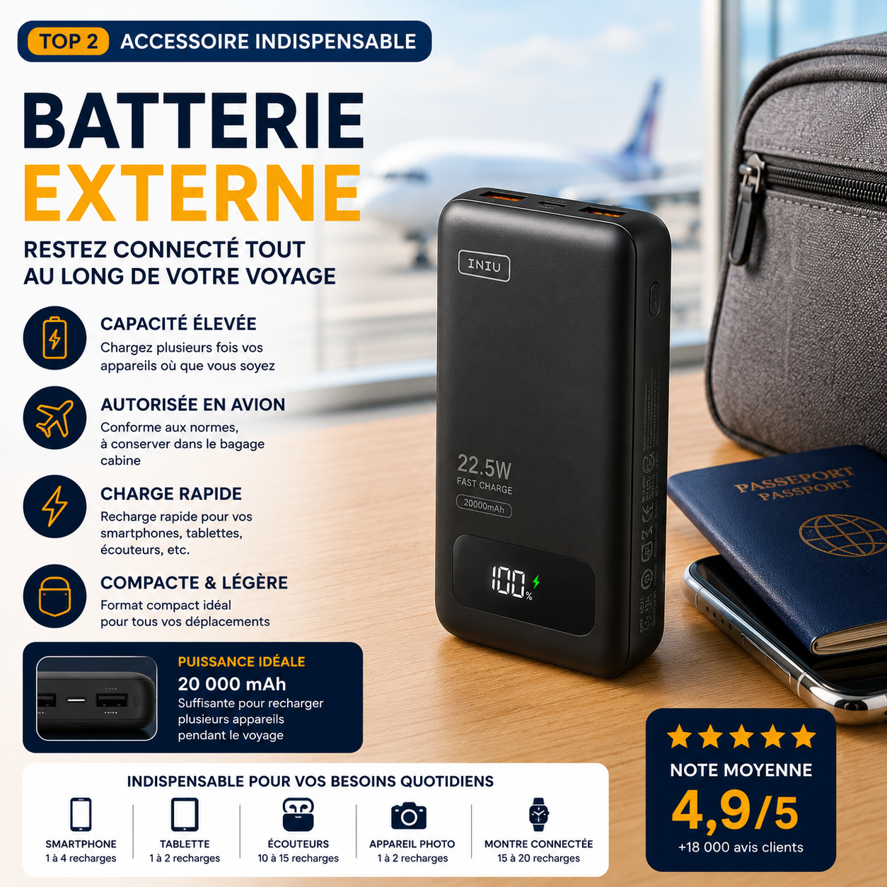 Batterie externe cabine Vueling