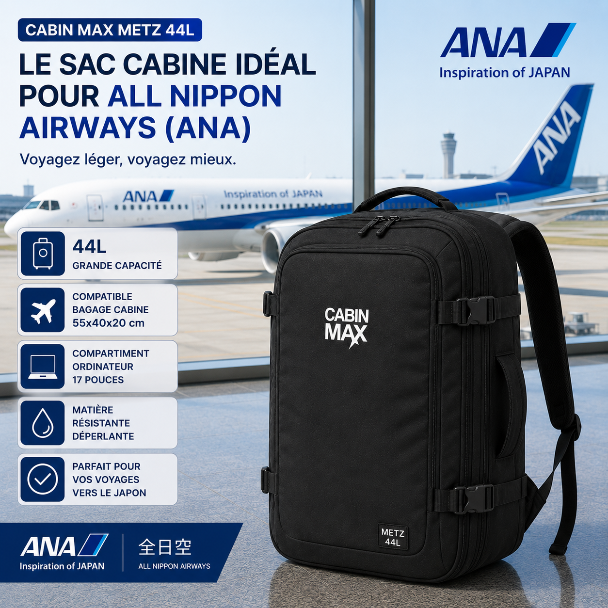 Cabin Max Metz 44L compatible ANA