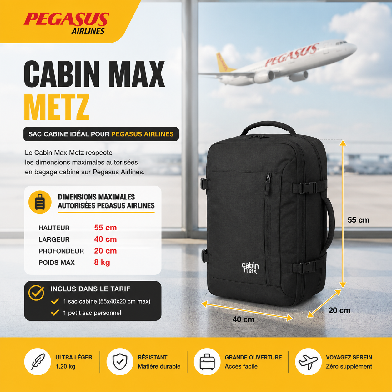 Cabin Max Metz compatible Pegasus Airlines