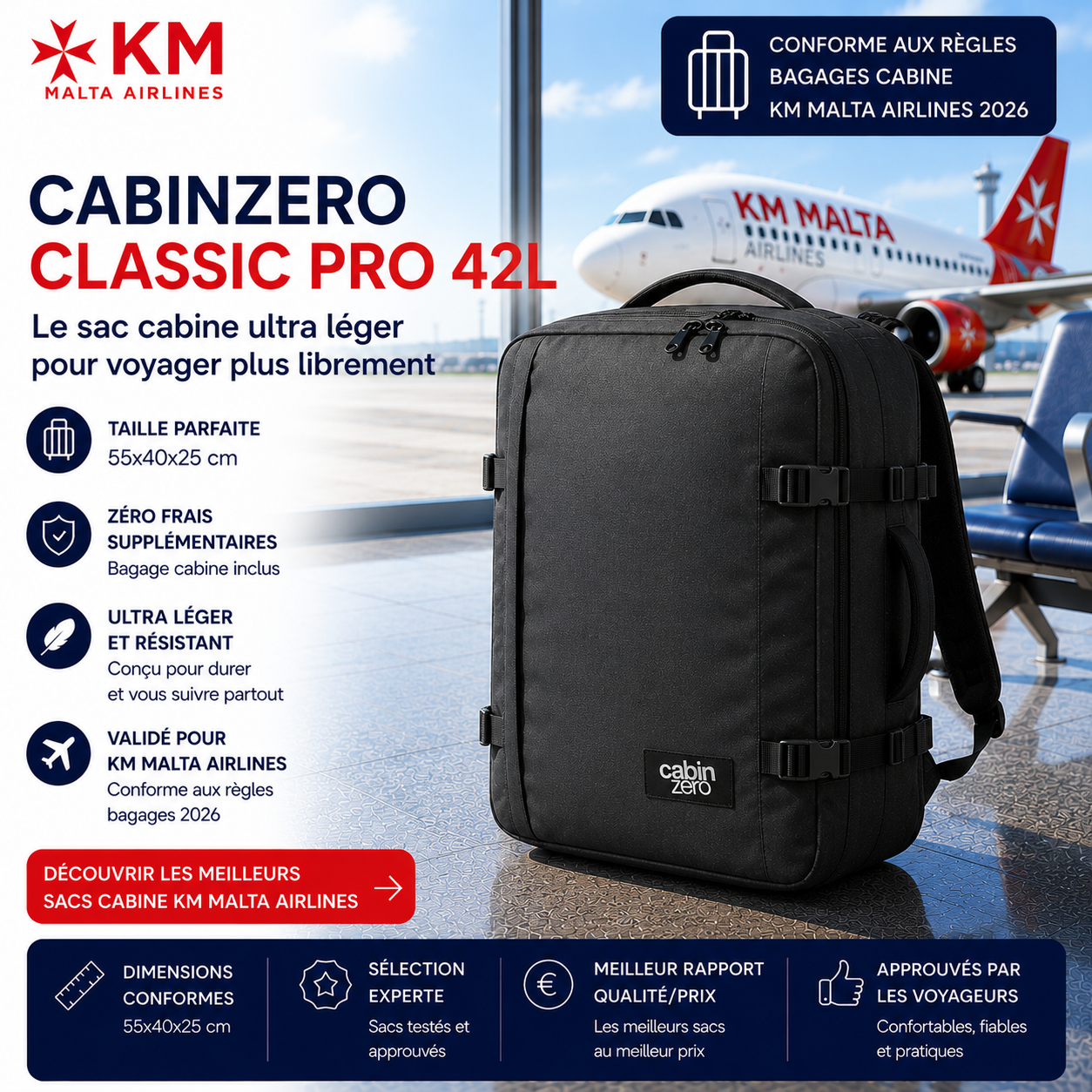 CabinZero Classic Pro 42L KM Malta Airlines