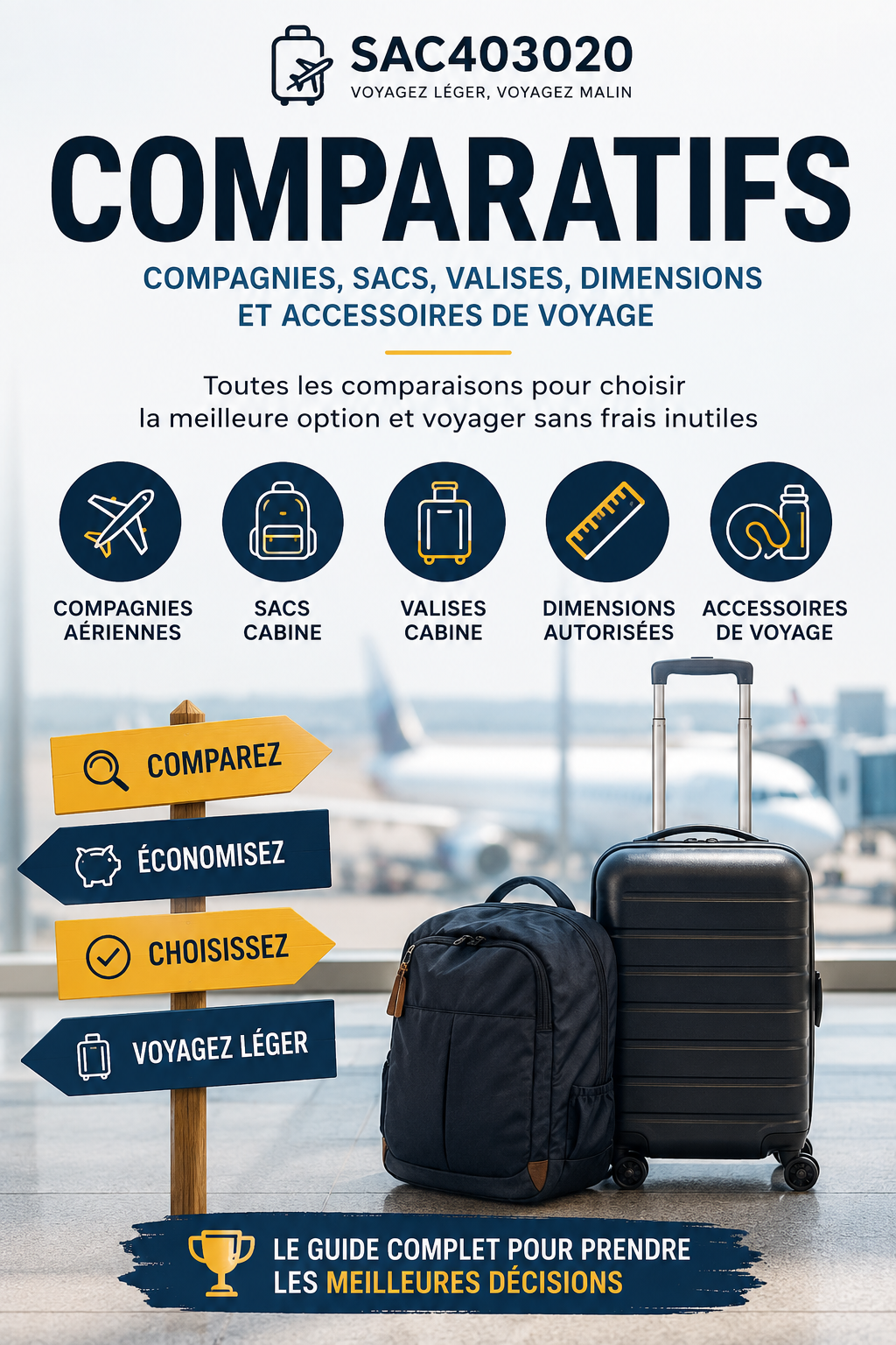 Comparatifs sacs cabine, compagnies aériennes, valises et dimensions bagages
