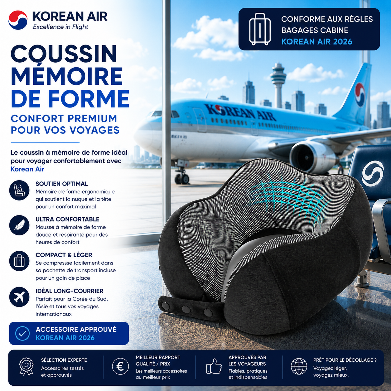 Oreiller de voyage Korean Air
