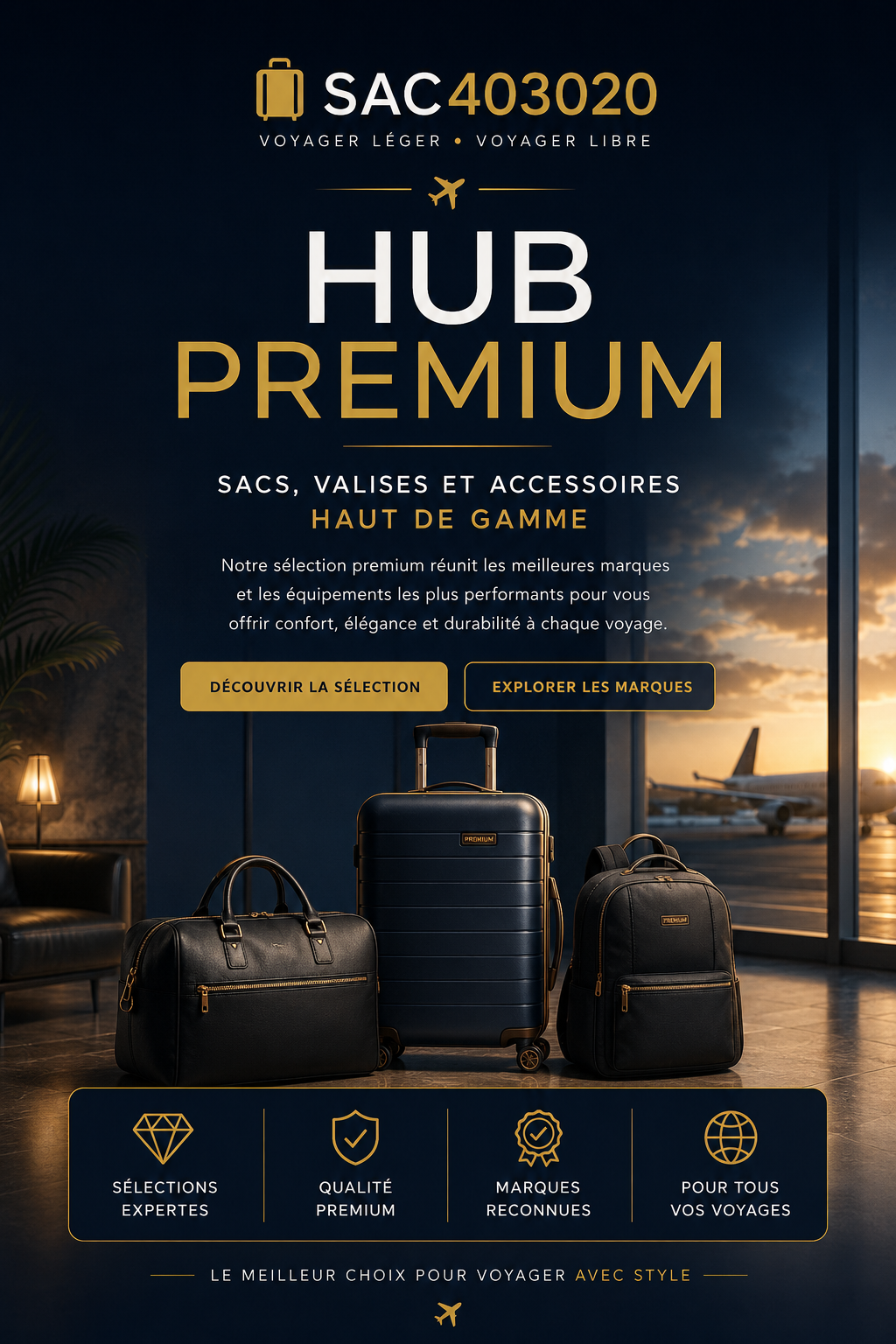 Hub Premium Sac403020 sacs cabine valises et accessoires haut de gamme