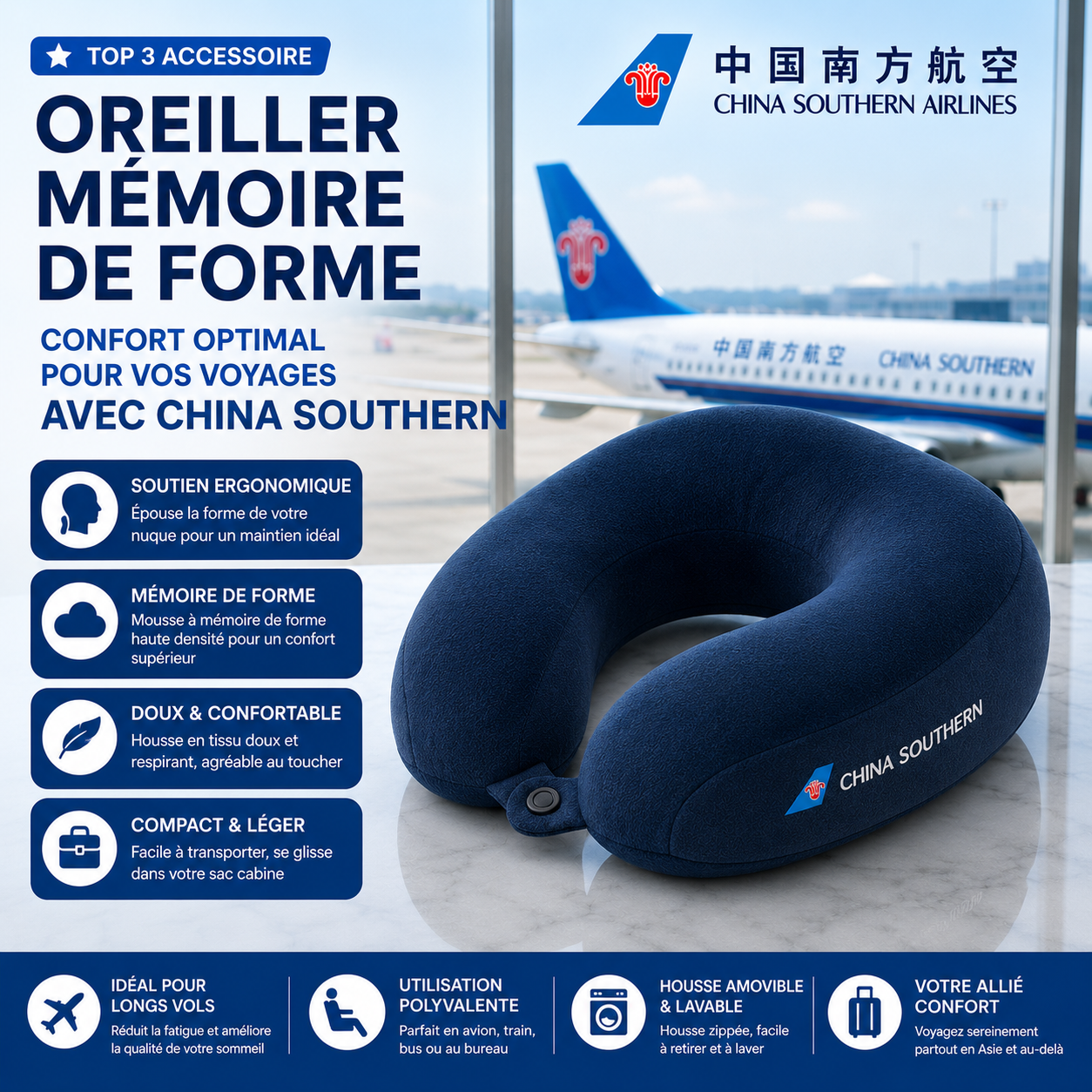 Oreiller mémoire de forme China Southern
