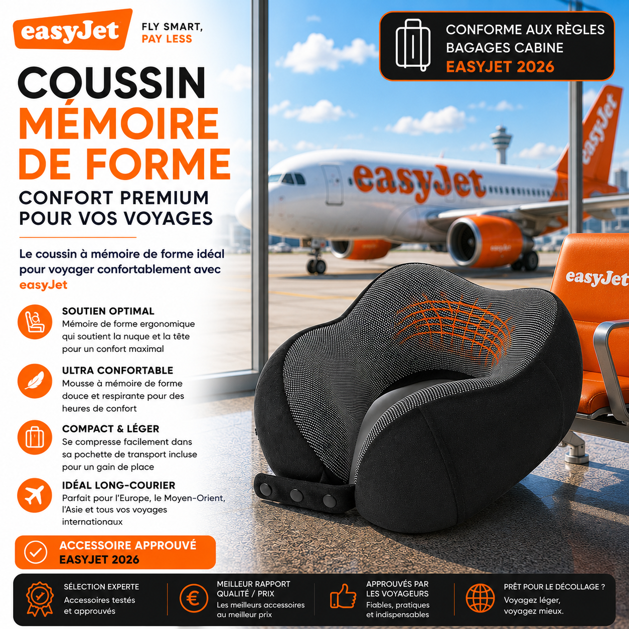 Oreiller mémoire de forme EasyJet