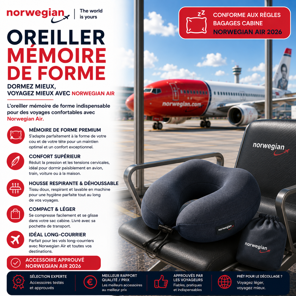 Oreiller mémoire de forme Norwegian Air