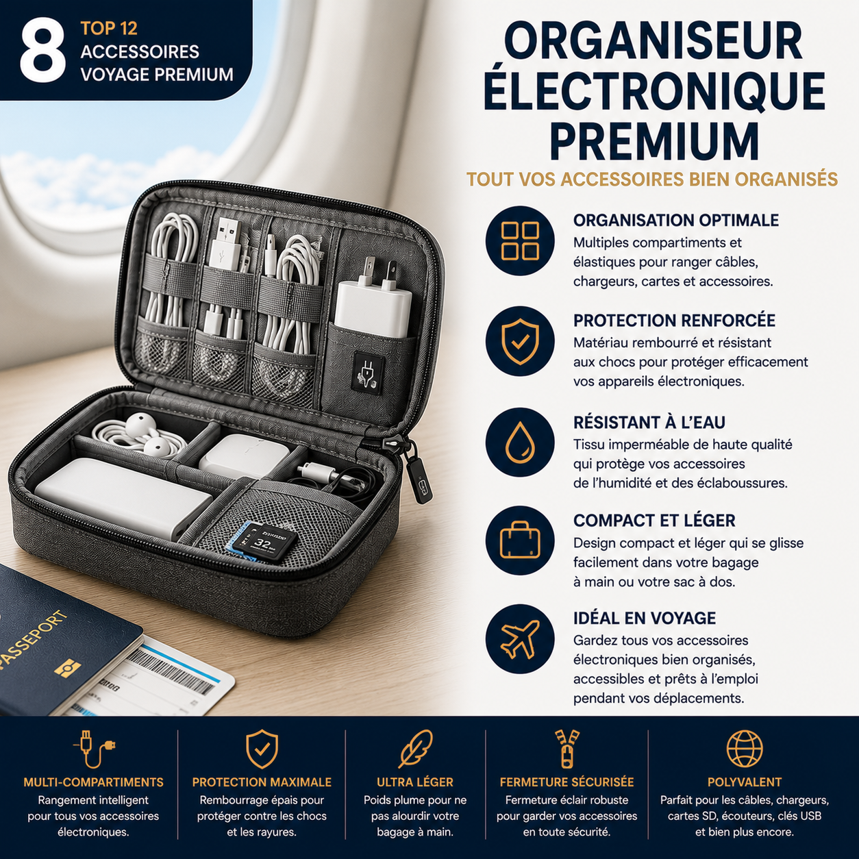Pochette passeport RFID premium pour voyager en toute sécurité