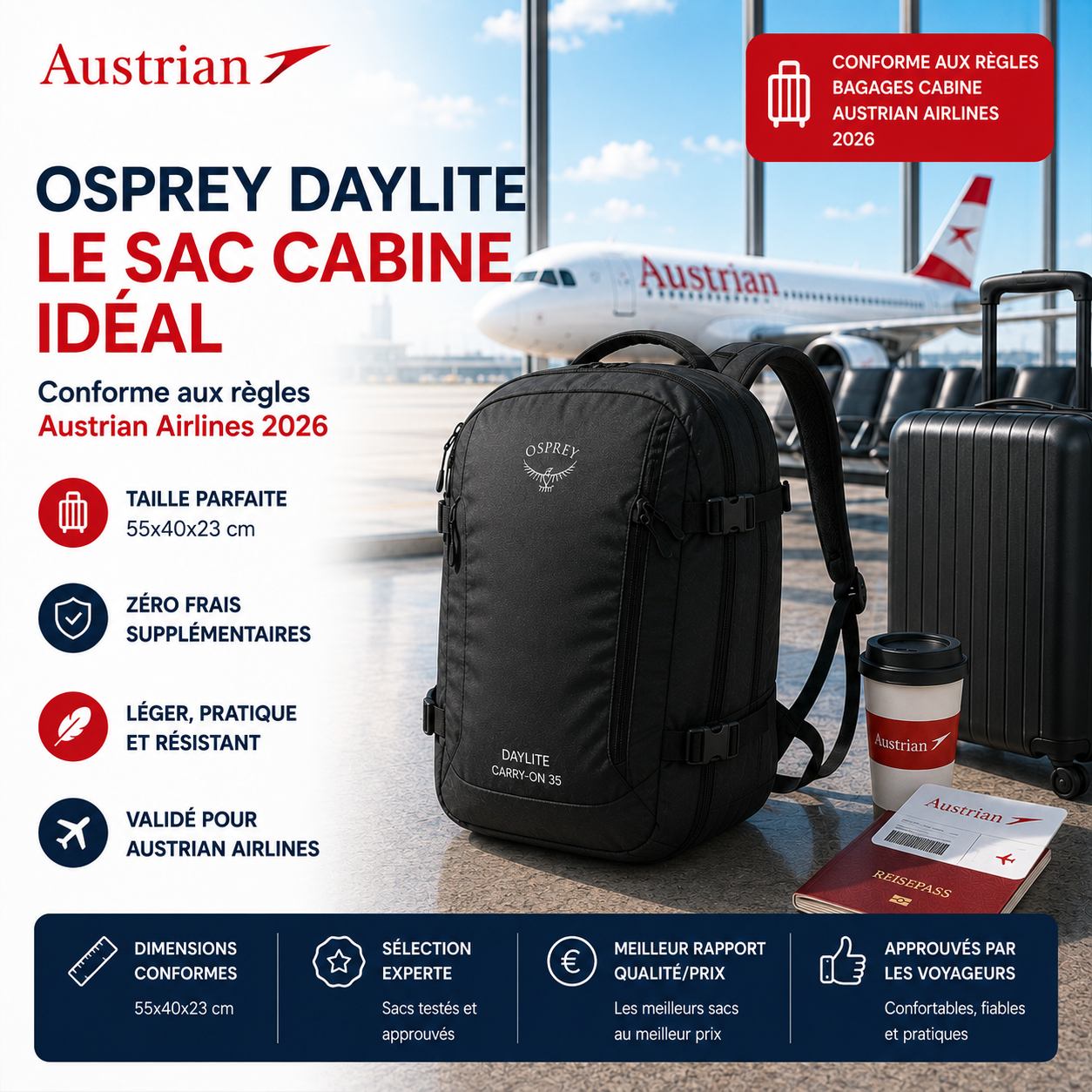 Osprey Daylite Carry-On Travel Pack 35L Austrian Airlines