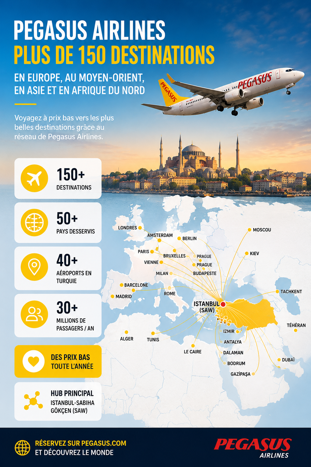 Réseau de destinations Pegasus Airlines