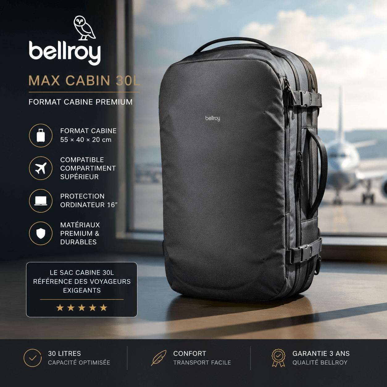 Bellroy Lite Travel Pack 30L sac cabine premium