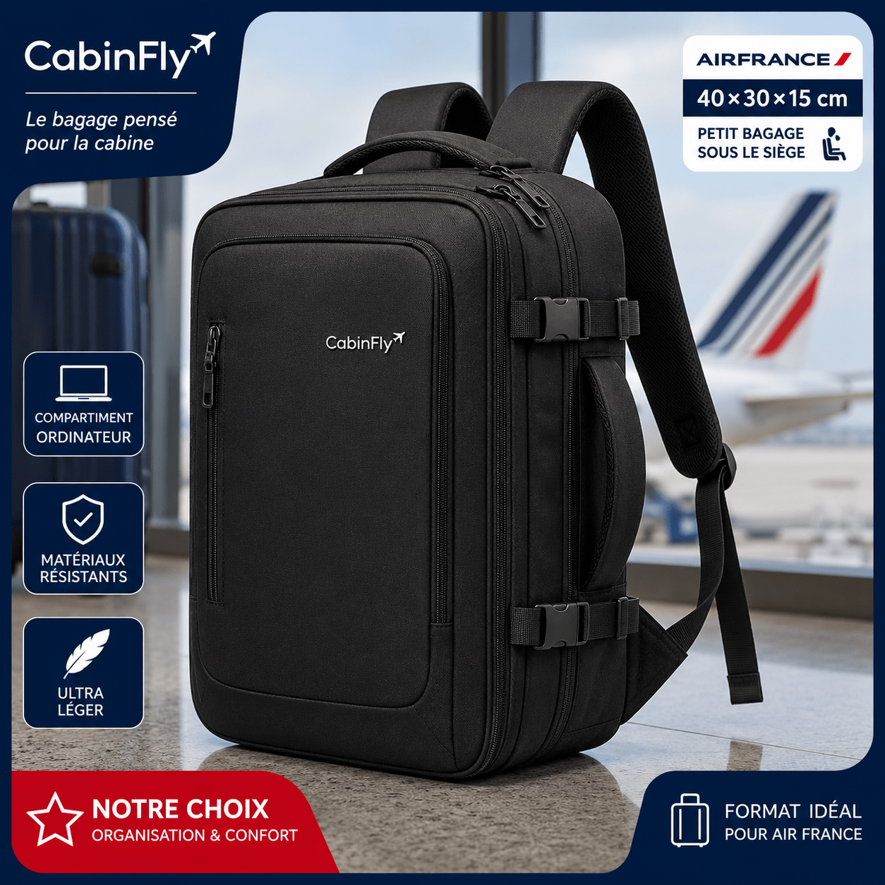 Sac CabinFly Bellanca 40x30x15 pour petit bagage Air France