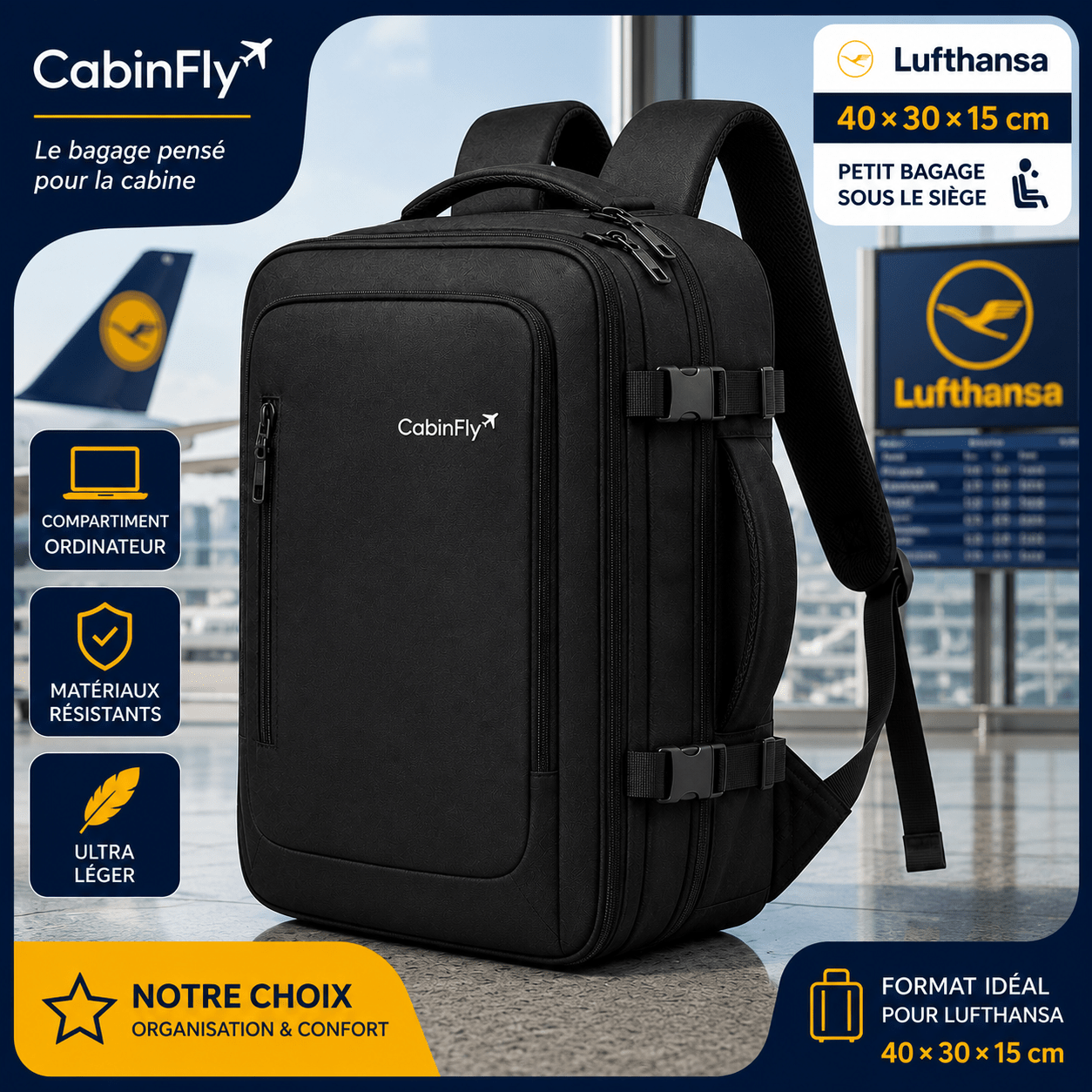 Sac CabinFly Bellanca 40x30x15 pour petit bagage Lufthansa