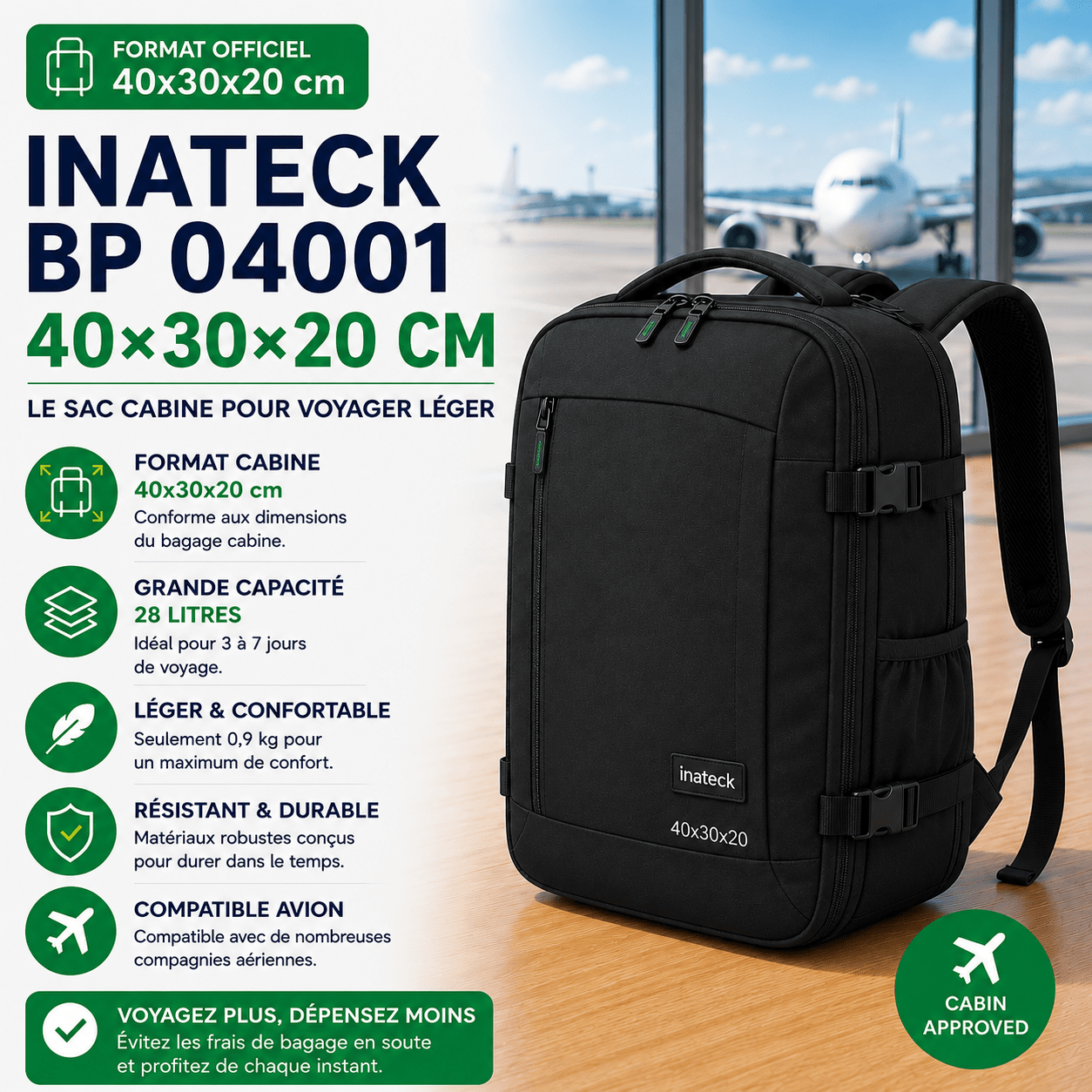 Sac Inateck BP04001 40x30x20 pour Transavia