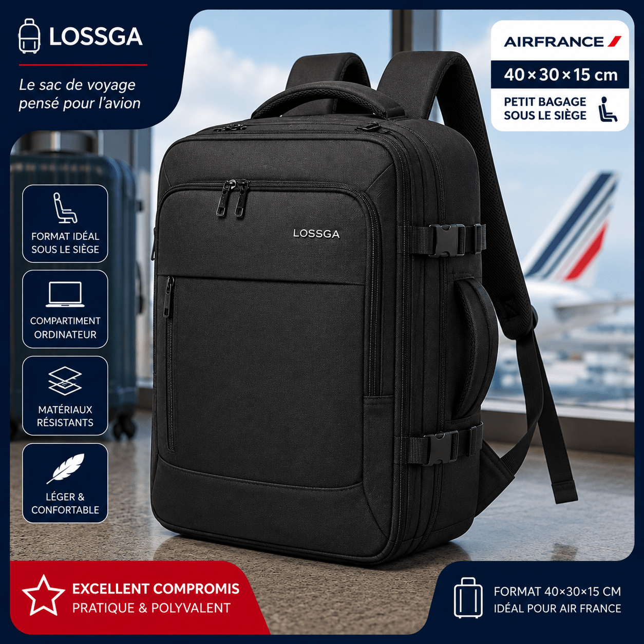 Sac Lossga 40x30x15 pour petit bagage Air France