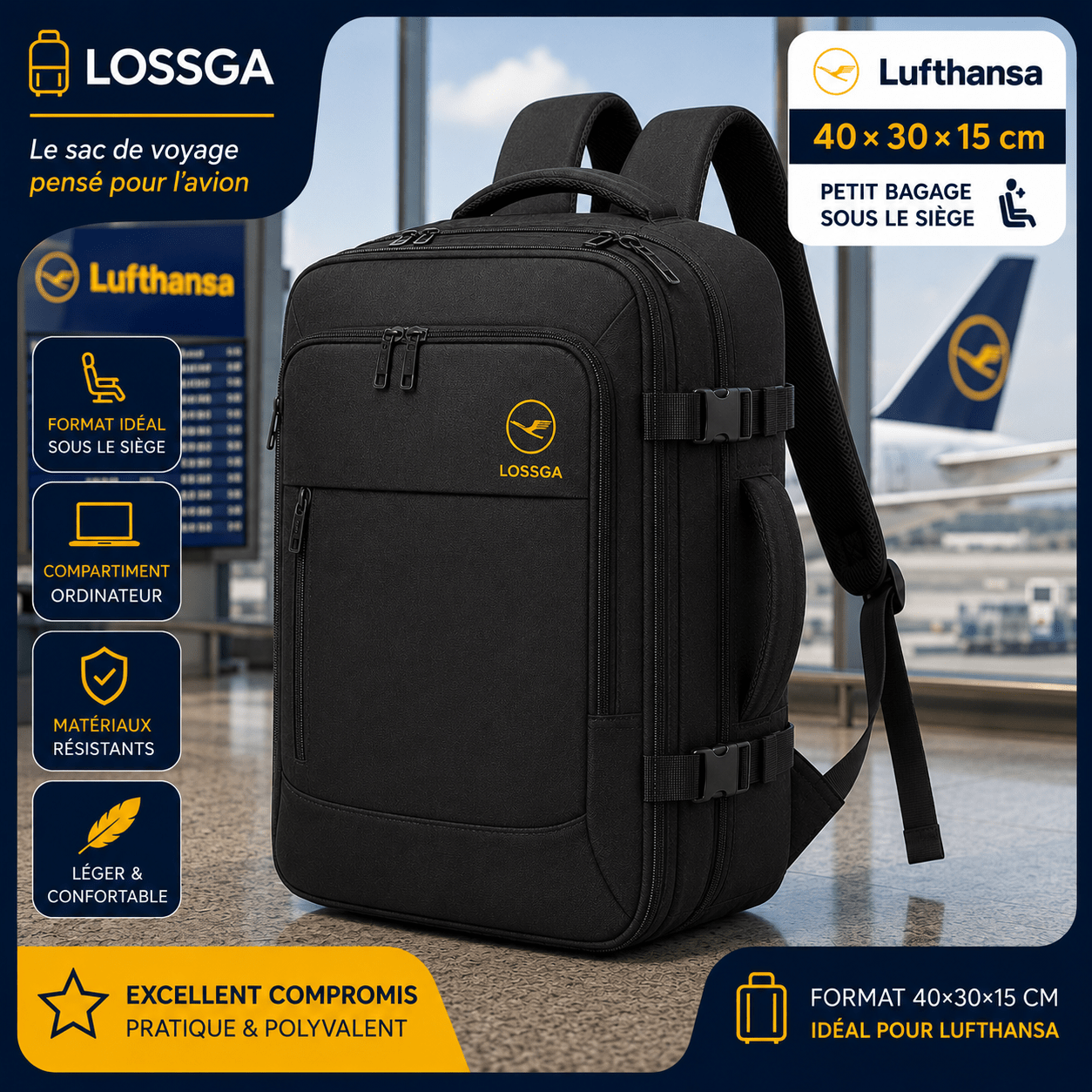 Sac Lossga 40x30x15 pour petit bagage Lufthansa