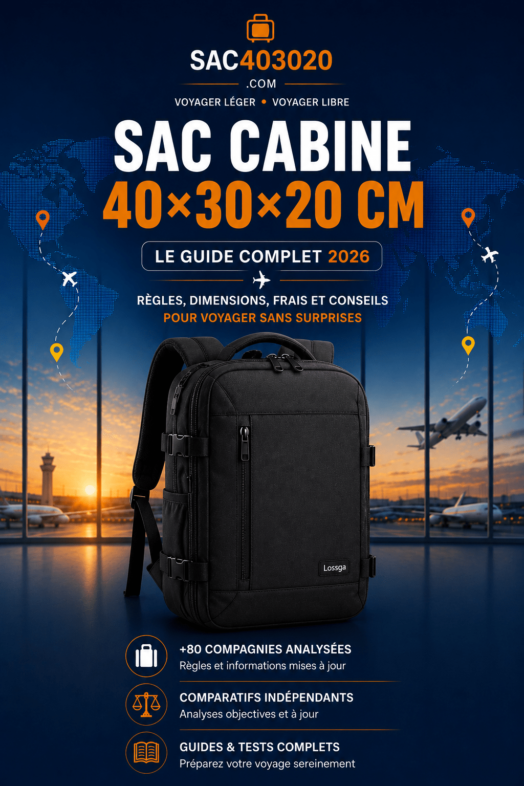 Meilleur sac cabine 40x30x20 Lossga – guide et comparatif SAC403020