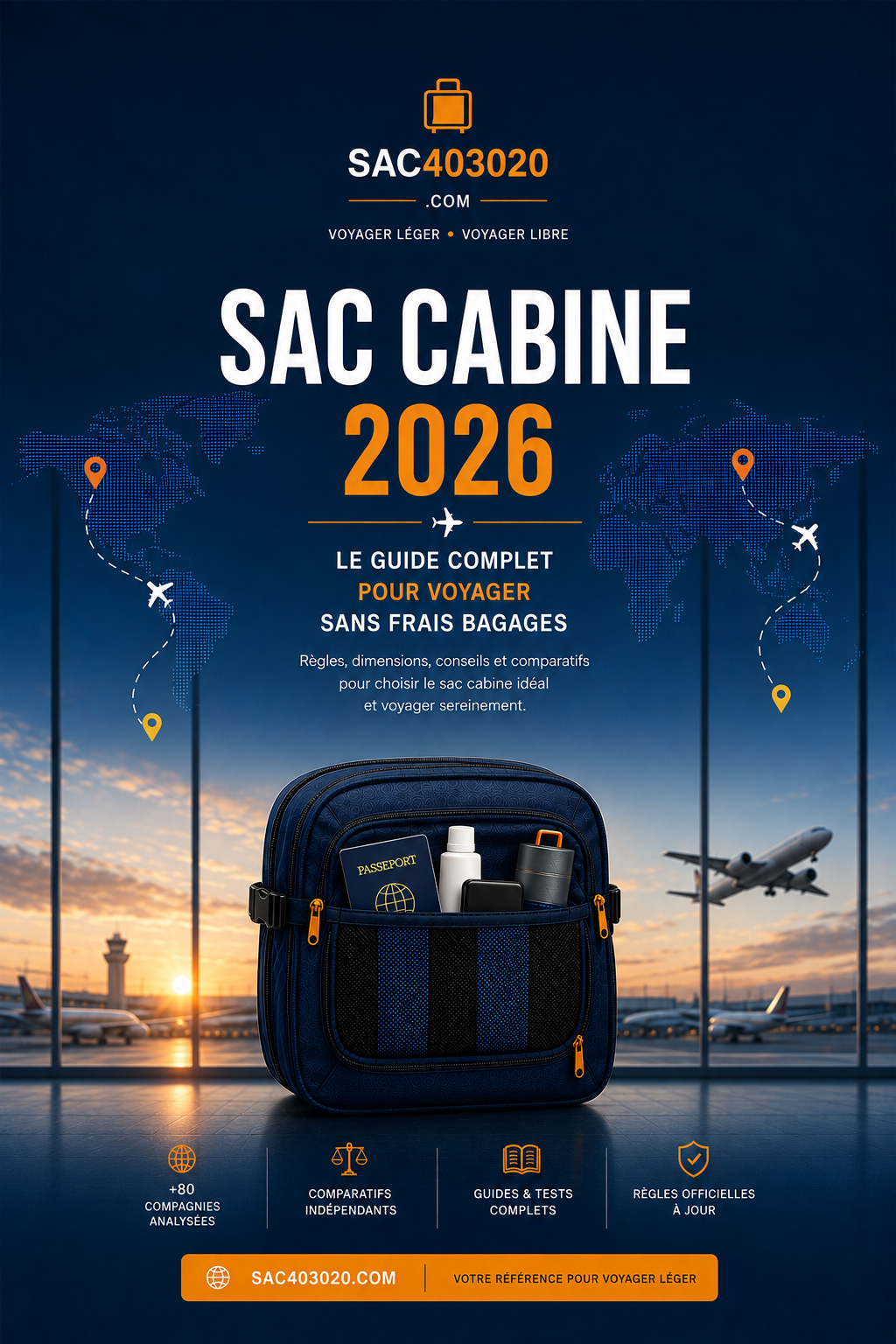 Sac cabine 40x30x20 et guides pour choisir un bagage compatible avec les compagnies aériennes