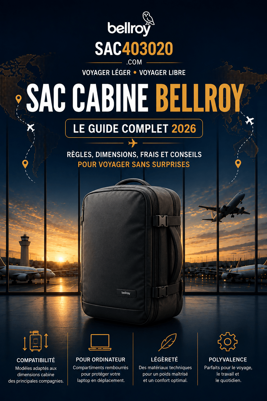 Sac cabine Bellroy Transit premium pour voyager en avion