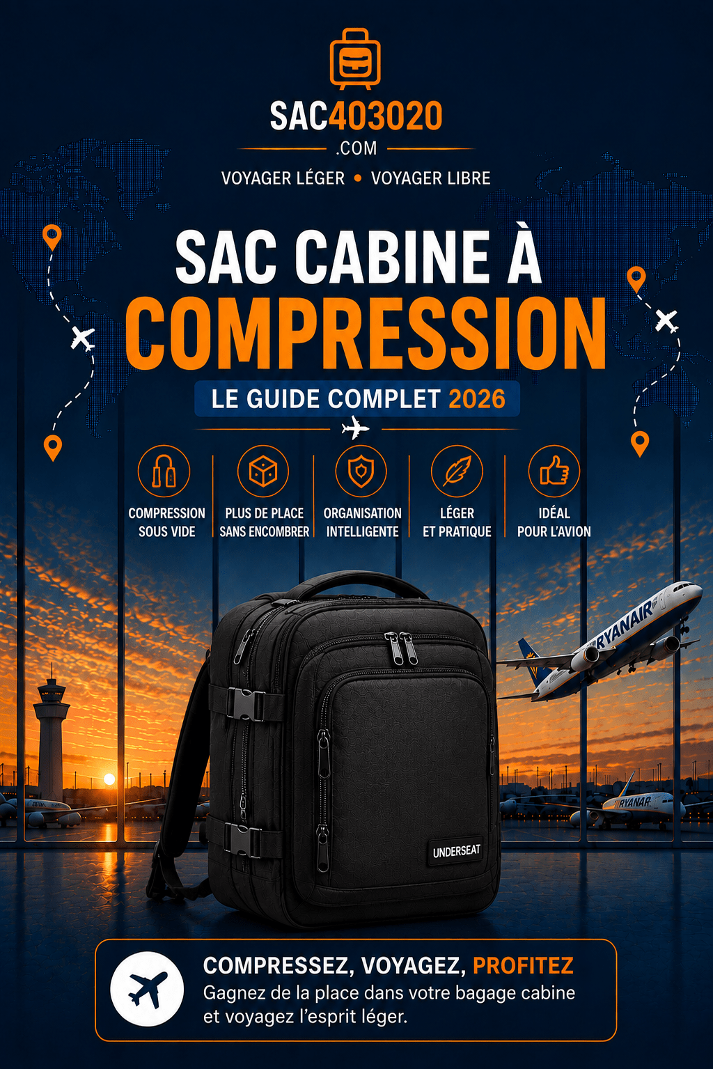 Sac cabine à compression pour optimiser le rangement des vêtements en voyage