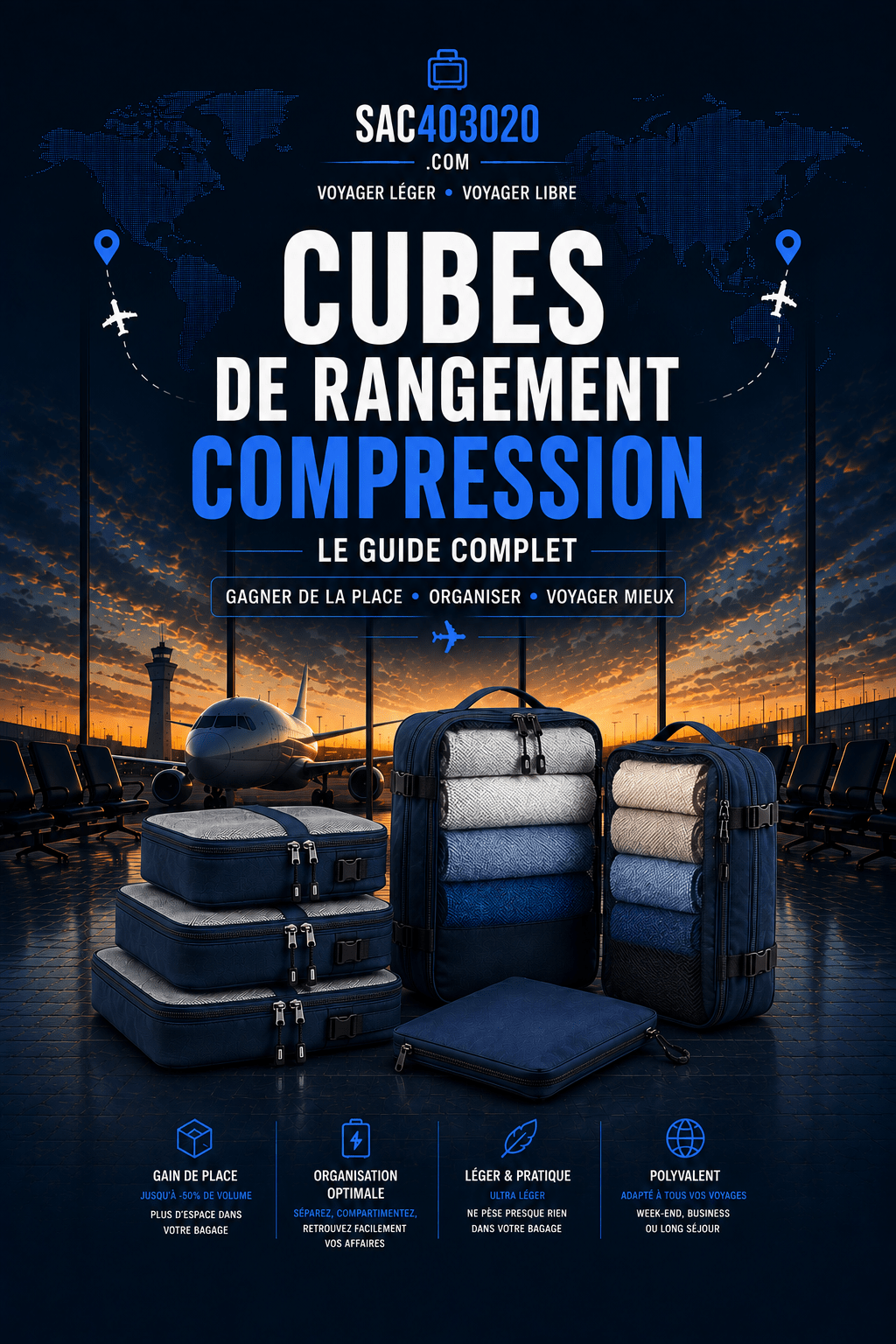 Cubes de rangement compression pour optimiser un bagage cabine